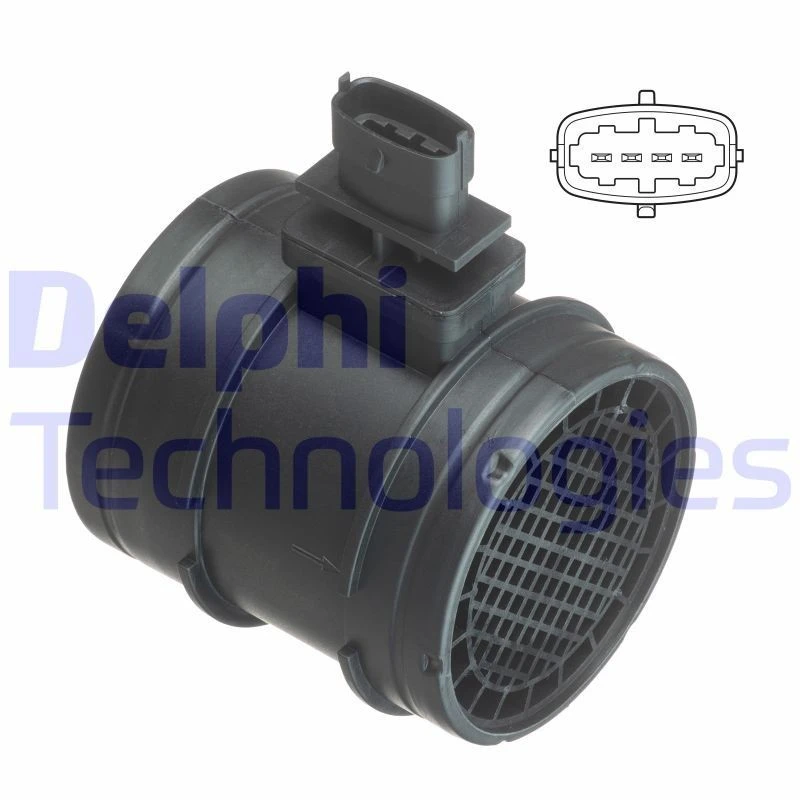 Image of DELPHI AF10402-12B1 Mass air flow sensor with housing Air Mass Sensor (3926)
