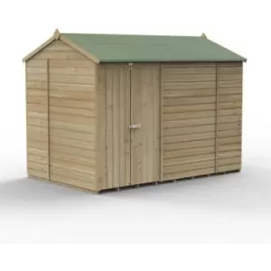 image of 10' x 6' Forest Beckwood 25yr Guarantee Shiplap Windowless Double Door Reverse Apex Wooden Shed - Natural Timber