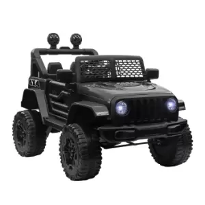 image of HOMCOM 12V Battery-powered 2 Motors Kids Electric Ride On Car Truck Off-road Toy with Parental Remote Control Horn Lights for 3-6 Years Old Black