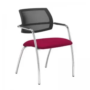 Image of Tuba chrome 4 leg frame conference chair with half mesh back - Diablo