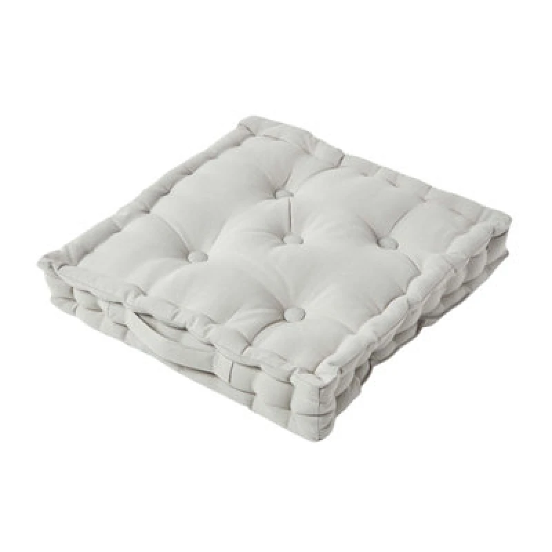 Image of Homescapes Cotton Grey Floor Cushion, 50 X 50 Cm