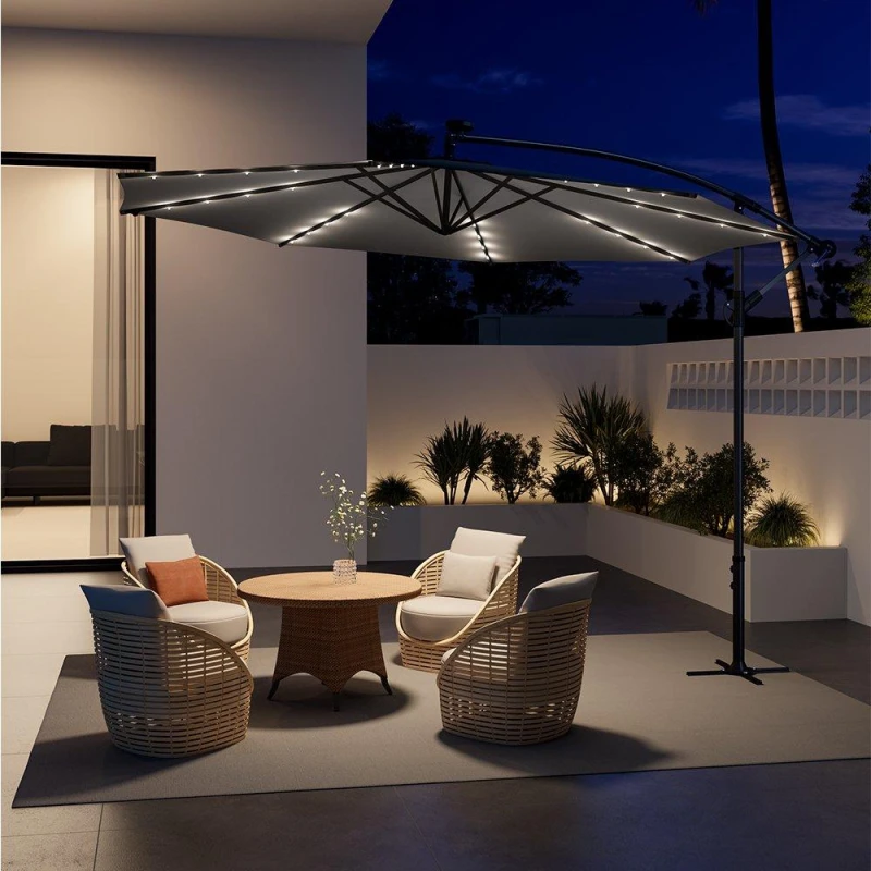 Image of Breeins 32 LED Lighted Parasola with Crank Dark Grey Grey unisex One size