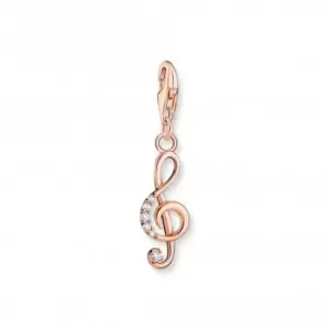 Sterling Silver Rose Gold Plated Zirconia Musical Clef Charm 1899-416-14