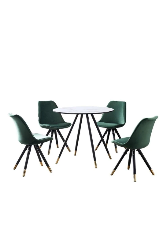 Image of Life Interiors Life Interiors Sofia' Dorchester LUX Dining Set with a Table and Chairs Set of 4 in Green Green One Size Unisex 5060926385198