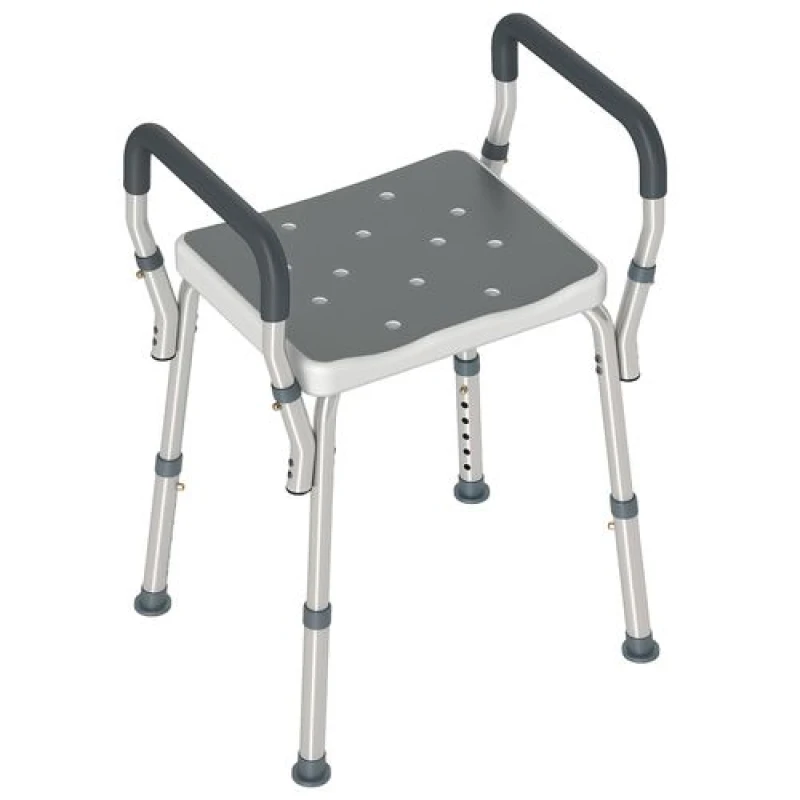 Image of HOMCOM Rust-Free Aluminium Bath Chair with Adjustable Height, Grey Grey