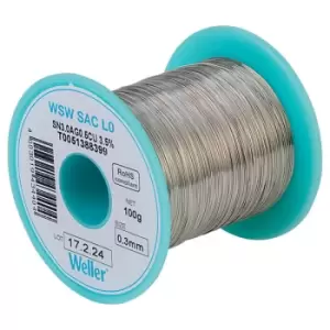 image of Weller T0051388399 WSW SAC L0 96.5/3/0.5 Solder Wire 0.3mm 100g