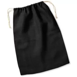 Image of Westford Mill Jute Rope Close Plain Stuff Bag (M) (Black/Natural) - Black/Natural