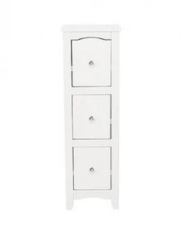 image of Lloyd Pascal Bude 3 Drawer Bathroom Cabinet (Includes Chrome And Crystal Handles)