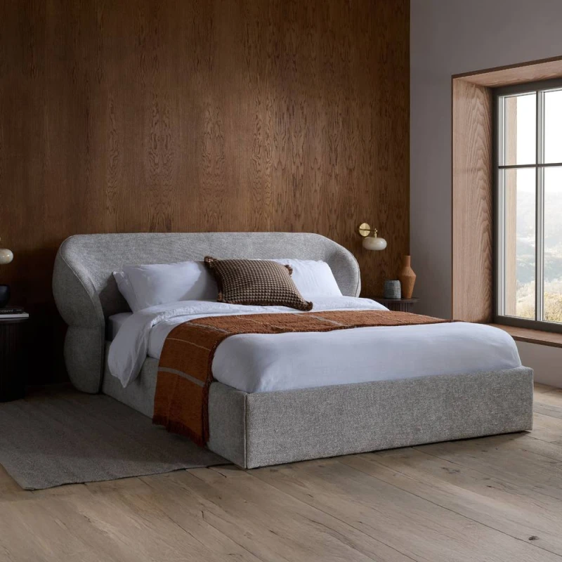 Image of Birlea Milan Grey Boucle Fabric Bed Frame - 5ft King Size