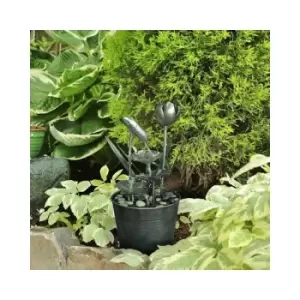 image of Tranquility Water Features - Zinc Flower Solar Powered Water Feature