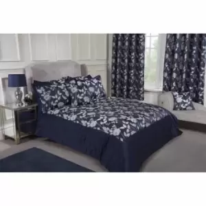 image of Emma Barclay Butterfly Meadow Bedspread With 2 Matching Pillow Shams Navy