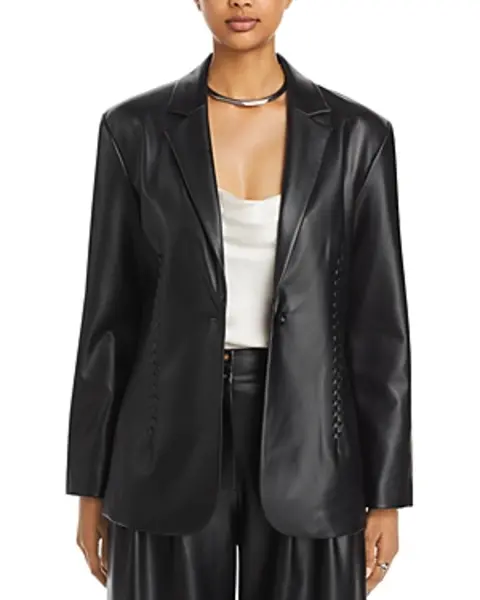 Image of French Connection Crolenda Faux Leather Whipstitch Blazer