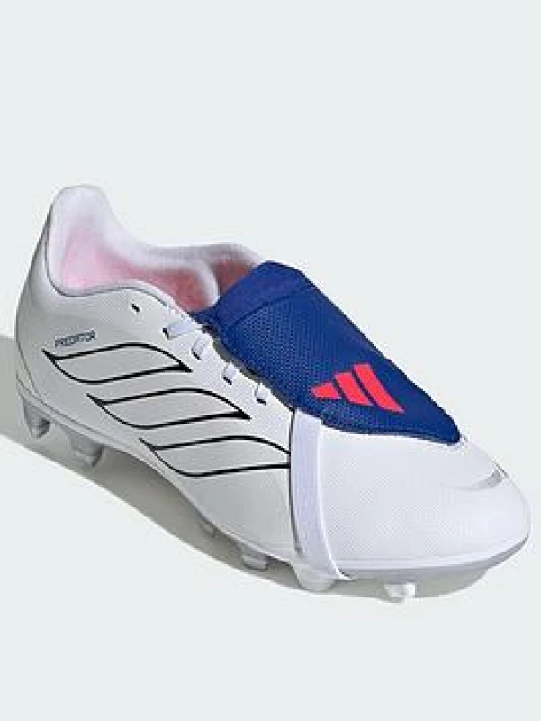 Image of adidas Childrens Predator Fold-Over Tongue Club Firm Ground Football Boots - White Male C13
