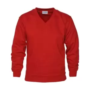 image of Absolute Apparel Mens V Neck Sweat (S) (Red)