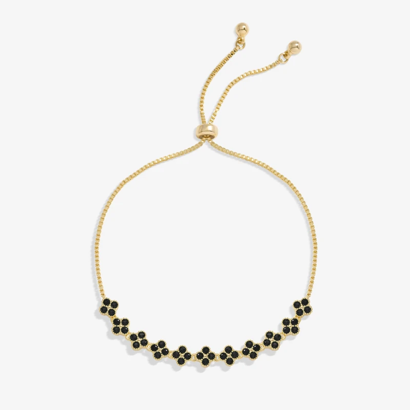 Image of Jon Richard Gold Plated And Jet Clover Toggle Bracelet Gold