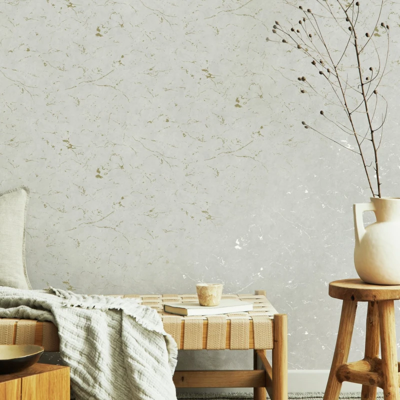 Image of Superfresco Easy Gilded Plaster Neutral Pale Gold Textured Plain Wallpaper