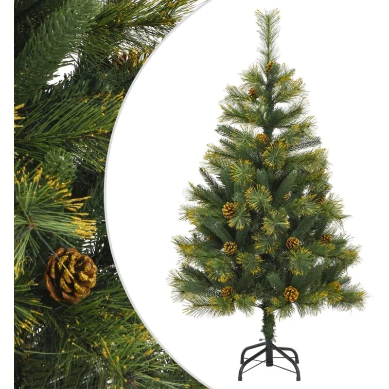 Image of Vidaxl Artificial Hinged Christmas Tree With Cones 150 Cm, Green 357701