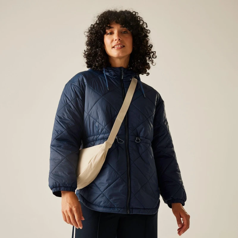 Image of Regatta Womens Ivey Warmloft Water-Repellent Hooded Quilted Jacket Navy female 8