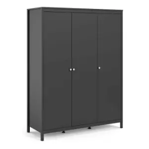 image of Madrid Wardrobe With 3 Doors, Black Matt