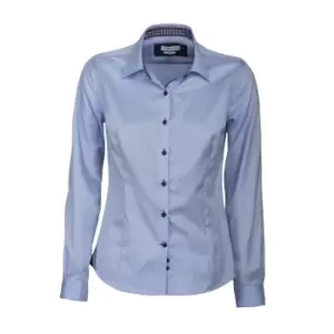 Image of J Harvest & Frost Womens/Ladies Red Bow Collection 20 Long Sleeve Shirt (XL) (Sky/ Navy)