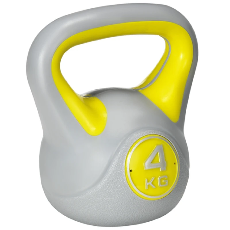 Image of SPORTNOW 4kg Kettle Bell with Handle for Home Gym, Yellow and Grey, Yellow A91-255V01YL