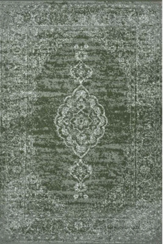 Image of The Rugs Velours Meridional Vintage Oriental Green Living Room Rug