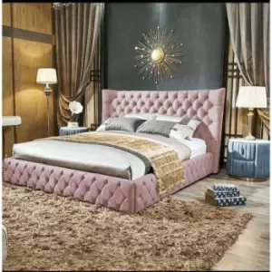 Image of Royale Bed Double Plush Velvet Pink
