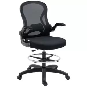 Image of Vinsetto Ergonomic Mesh Standing Desk Chair with Flip-up Armrests Lumbar Support Armrests Adjustable Footrest Ring Black