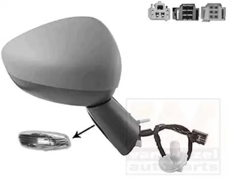 Image of VAN WEZEL 0954818 Wing mirror * HAGUS * Right, with temperature sensor, primed Outside Mirror (50)