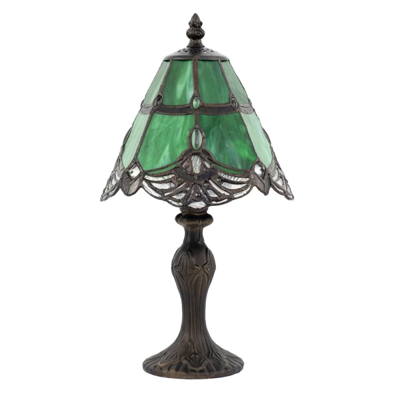 Image of Happy Homewares Quirky & Petite Coloured Stained Glass Tiffany Lamp with Clear Beads in Green Green Unisex