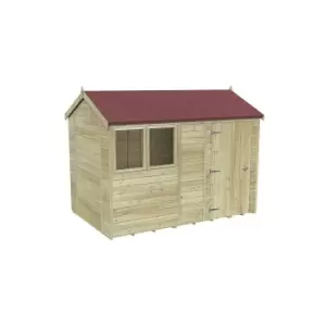 image of Forest Garden Timberdale 10X6 Reverse Apex Pressure Treated Tongue & Groove Solid Wood Shed With Floor (Base Included) - Assembly Service Included