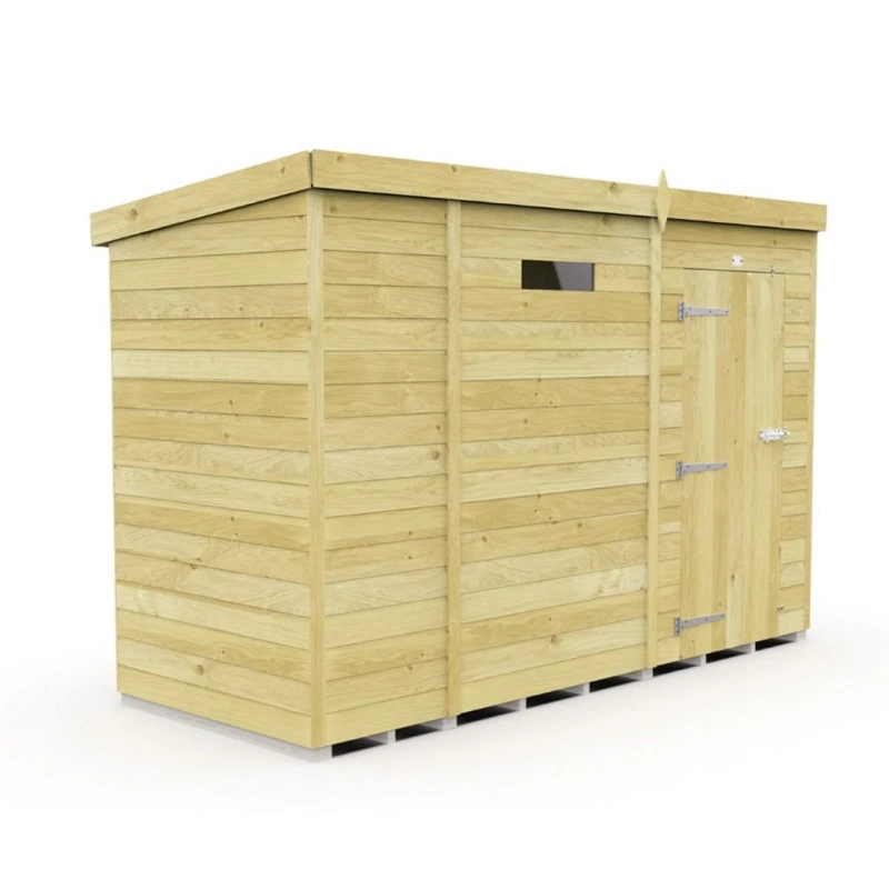 Image of Buttercup Farm 9 x 4 Feet Pent Security Shed - Single Door - L118 x W276 x H201cm in Brown Brown Unisex
