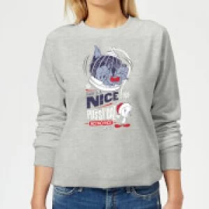 Image of Looney Tunes Tweety Pie Pussy Cat Womens Christmas Sweatshirt - Grey - XS