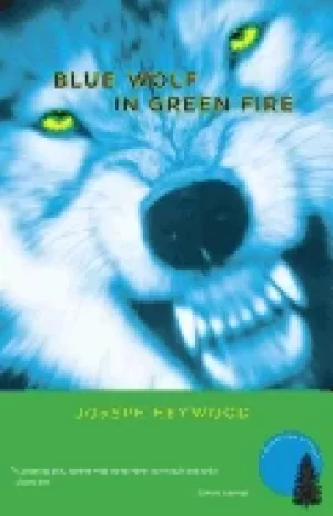 Image of blue wolf in green fire woods cop mystery