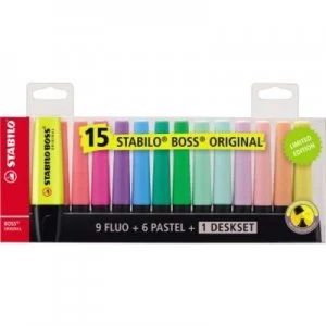 image of Stabilo Highlighter STABILO BOSS Original 7015-01-5 15 pcs/pack Multi-colour (gradient) 2 mm, 5mm 15 pcs