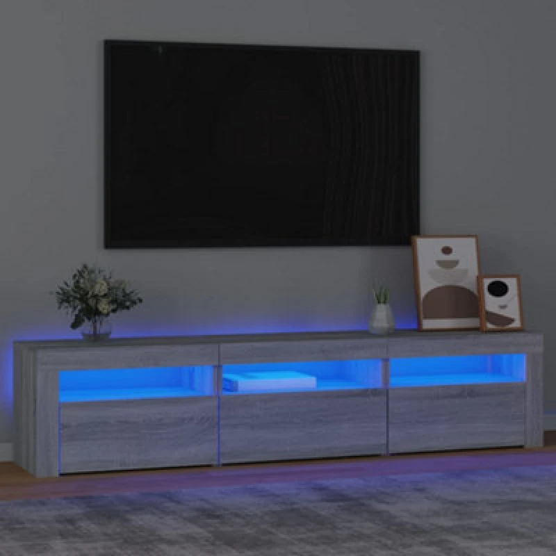 Image of vidaXL TV Cabinet with LED Lights Grey Sonoma 180x35x40 cm, Grey 3152760