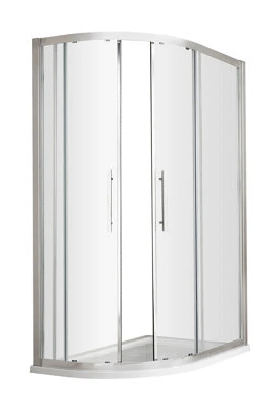 Image of Balterley 8mm Toughened Safety Glass Offset Shower Quadrant Chrome 1000x800mm Silver