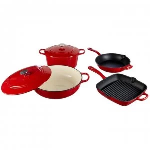 image of Linea Cast Iron Casserole Dish - Red