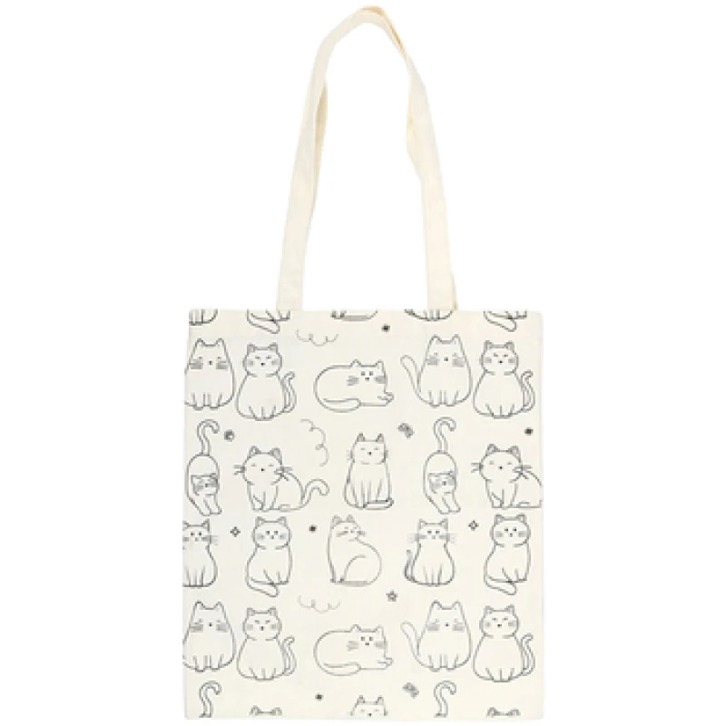 Image of Something Different Womens Cat Polycotton Tote Bag in White White Female One Size