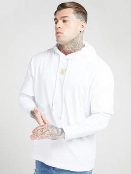 image of SikSilk Long Sleeve Essential Undergarment T-Shirt - White/Gold, Size XL, Men