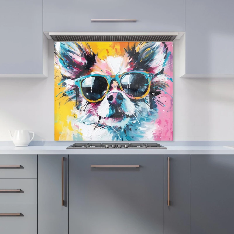 Image of Warren Reed - Designer Chic Chihuahua in Sunglasses Kitchen Splashback Size: 600mm x 750mm Multicolor Unisex 600mm x 750mm