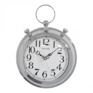 Image of Rhythm Metal Stopwatch Style Wall Clock Silent Movement