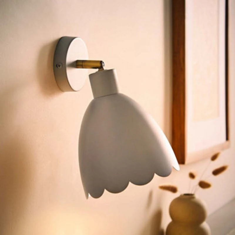 Image of Valuelights Millie Powder Blue Scallop Adjustable Wall Light And Bulb
