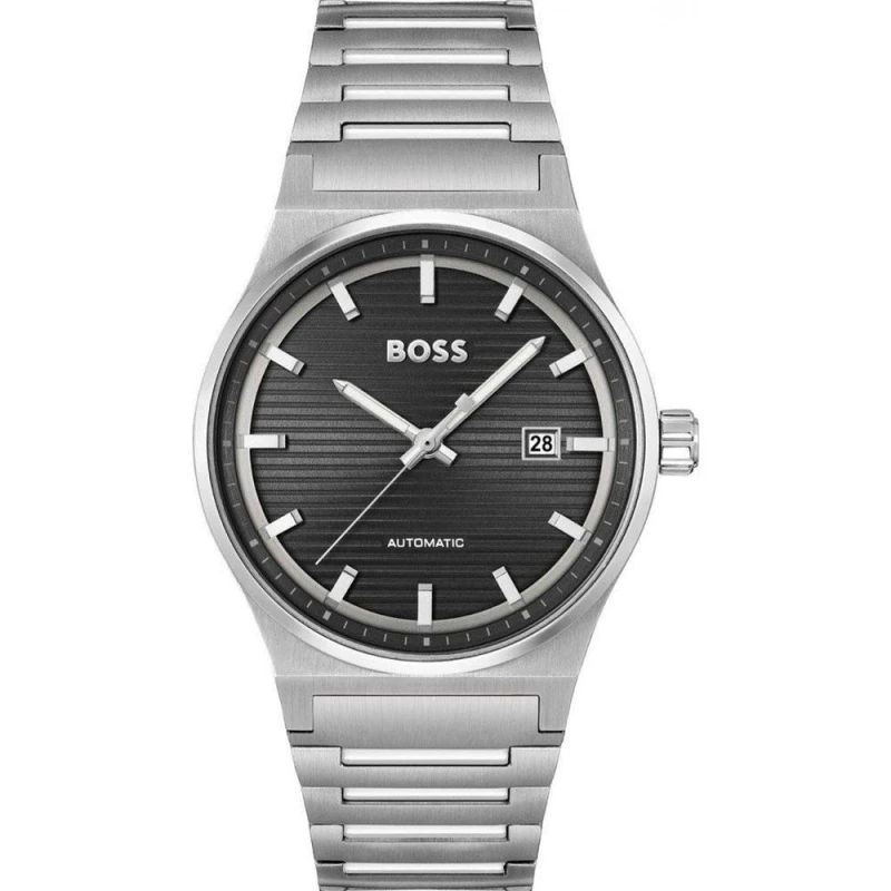 Image of BOSS Mens 1514117 41mm Automatic Watch in Silver Silver Male One Size