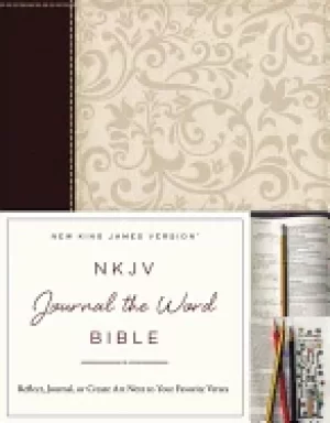 Image of nkjv journal the word bible leathersoft brown cream red letter edition refl