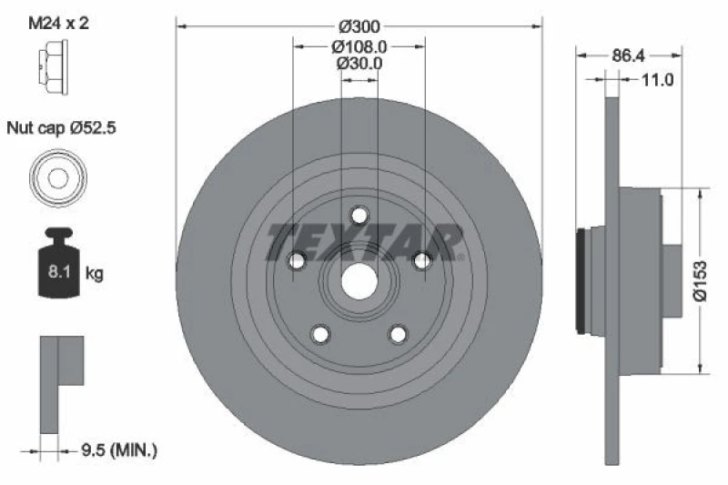 Image of Brake disc TEXTAR 92159803