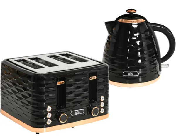 Image of Homcom 800-162V70BK 1.7L Kettle & 4 Slice Toaster Bundle