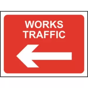 image of Zintec 1050x750mm Works Traffic Left Road Sign (no frame)