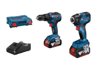 Image of Bosch GDR18V-200GSB18V-55 18V 2x4.0Ah BL Cordless Combi Impact Twin Kit