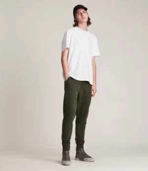 image of AllSaints Mens Raven Cuffed Slim Sweatpants, Marsh Green, Size: S